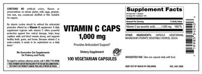 Photo of the Vitamer Laboratories Vitamin C Caps 1,000 mg label