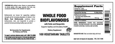 Photo of the Vitamer Laboratories Whole Food Bioflavonoid Complex label