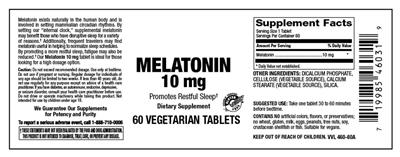 Photo of the Vitamer Laboratories Melatonin 10 mg label
