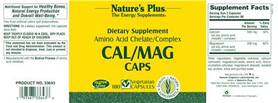 Photo of the Nature's Plus Cal/Mag Caps label