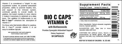 Photo of the Vitamer Laboratories Bio C Caps Vitamin C With Bioflavonoids label