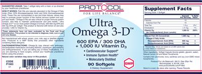 Photo of the Protocol For Life Balance Ultra Omega 3-D label