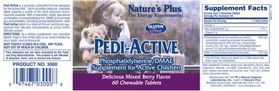 Photo of the Nature's Plus Pedi-Active Delicious Mixed Berry Flavor label
