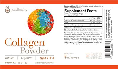 Photo of the youtheory Collagen Powder Type 1 & 3 Vanilla label