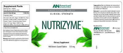 Photo of the AN American Nutriceuticals Nutrizyme label