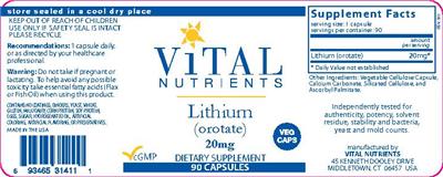 Lithium (Orotate) 20 mg