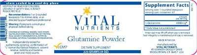 Photo of the Vital Nutrients Glutamine Powder label