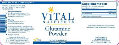 Photo of the Vital Nutrients Glutamine Powder label