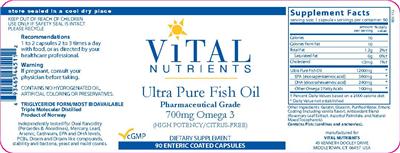 Photo of the Vital Nutrients Ultra Pure Fish Oil label