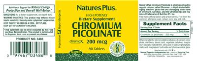 Photo of the Natures Plus Chromium Picolinate 200 mcg label