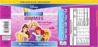 Photo of the NatureSmart Disney Complete Multi-Vitamin Gummies label