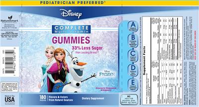 Photo of the NatureSmart Disney Frozen Complete Multi-Vitamin Gummies label