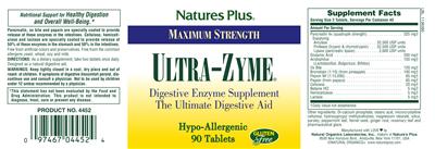 Photo of the Nature's Plus Maximum Strength Ultra-Zyme label