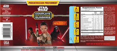Photo of the NatureSmart Star Wars Complete Multivitamins Gummies label