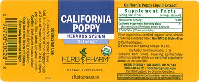 Photo of the Herb Pharm California Poppy label