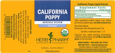 Photo of the Herb Pharm California Poppy label