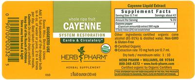 Photo of the Herb Pharm Cayenne label