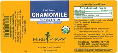 Photo of the Herb Pharm Chamomile label