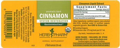 Photo of the Herb Pharm Cinnamon label