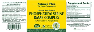 Photo of the Nature's Plus Phosphatidylserine DMAE Complex W/ Activated Soy Phosphatides label