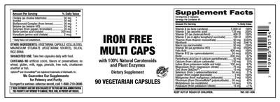 Photo of the Vitamer Laboratories Iron Free Multi Caps label