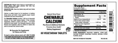 Photo of the Vitamer Laboratories Natural Citrus Flavor Chewable Calcium label