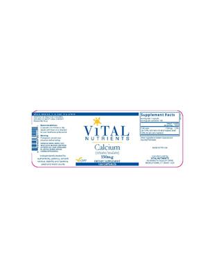 Photo of the Vital Nutrients Calcium (Citrate/Malate) 150 mg label