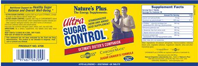 Photo of the Nature's Plus Ultra Sugar Control label