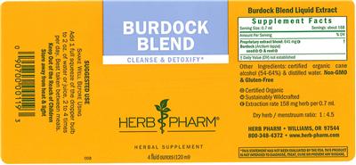 Photo of the Herb Pharm Burdock Blend label