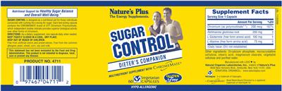 Photo of the Nature's Plus Sugar Control label