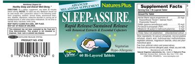 Photo of the Natures Plus Sleep-Assure label