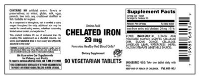 Photo of the Vitamer Laboratories Chelated Iron 29 mg label