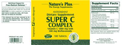 Photo of the Nature's Plus Super C Complex label