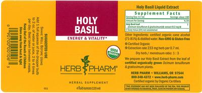 Photo of the Herb Pharm Holy Basil label