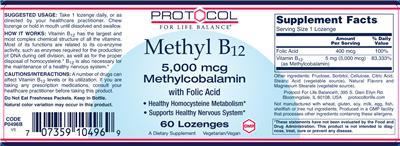 Methyl B12 5,000 mcg Methylcobalamin With Folic Acid