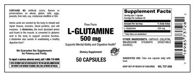 Photo of the Vitamer Laboratories L-Glutamine 500 mg label