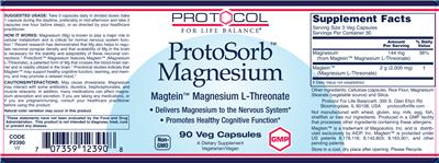 Photo of the Protocol For Life Balance ProtoSorb Magnesium label