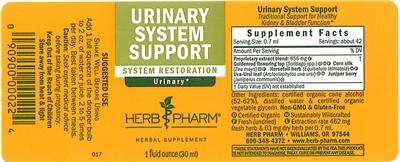 Photo of the Herb Pharm Urinary System Support label