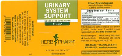 Photo of the Herb Pharm Urinary System Support label