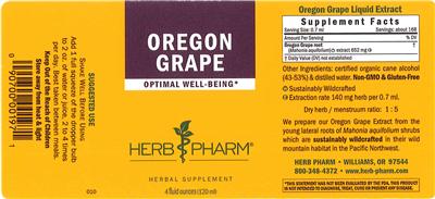 Photo of the Herb Pharm Oregon Grape label