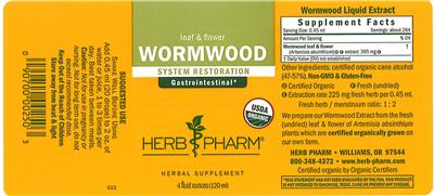 Photo of the Herb Pharm Wormwood label