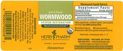 Photo of the Herb Pharm Wormwood label
