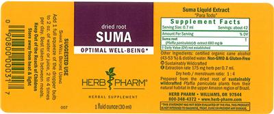 Photo of the Herb Pharm Suma label