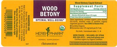 Photo of the Herb Pharm Wood Betony label
