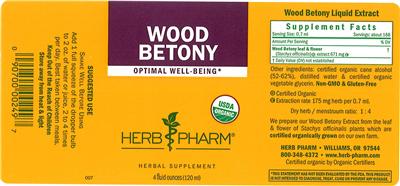 Photo of the Herb Pharm Wood Betony label
