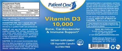 Photo of the Patient One 1 MediNutritionals Vitamin D3 10,000 label
