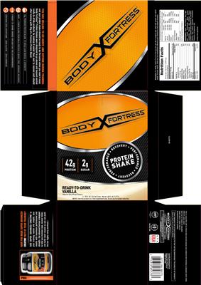 Photo of the Body Fortress Protein Shake Vanilla label