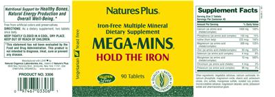 Photo of the Nature's Plus Mega-Mins Hold the Iron label