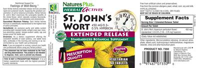 Photo of the Nature's Plus Herbal Actives St. John's Wort 450 mg Extended Release label