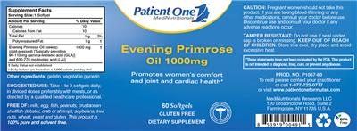 Photo of the Patient One MediNutritionals Evening Primrose Oil 1000 mg label